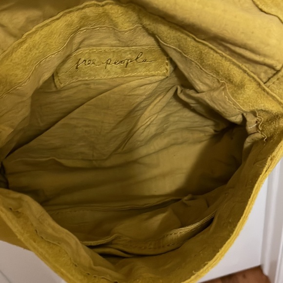 FREE PEOPLE Suede Shoulder bag Honey Golden Yellow NWT - Picture 6 of 8